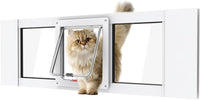 Aluminum Cat Door for Windows - White Tall / Fit 32"-36" Window