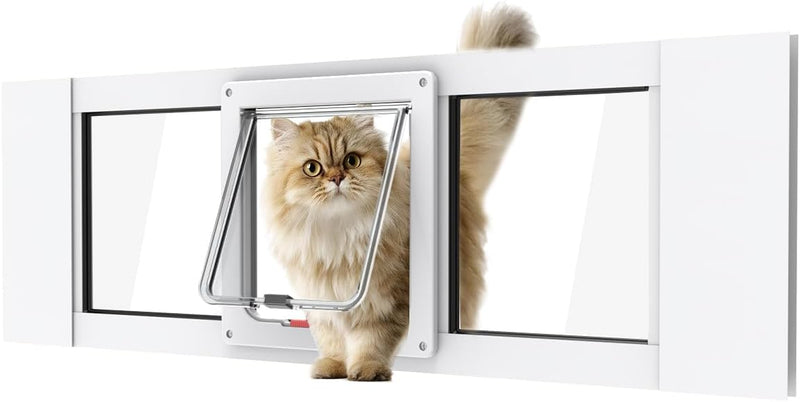 Aluminum Cat Door for Windows - White Tall / Fit 32"-36" Window
