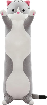 Cute Long Cat Plush Body Pillow, Soft Stuffed Animals 19.7 Inch – Fun for Kids & Family - Gray / 43.3 inches