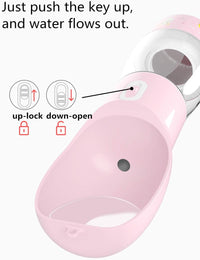 Portable Dog Water Bottle with Food Container Dishwasher Safe-Pink – Essentials for Dogs - Pink - image 2