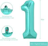 TONIFUL 40 Inch Red Number 3 Balloons Large Foil 3rd Birthday - Teal Blue / Number 1 - image 2