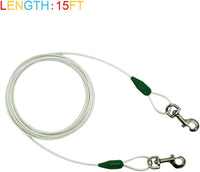 30ft Reflective Tie-Out Cable for Heavy Dogs Up to – Essentials for Dogs - 60lbs15ft / Darkgreen & Silver - image 2