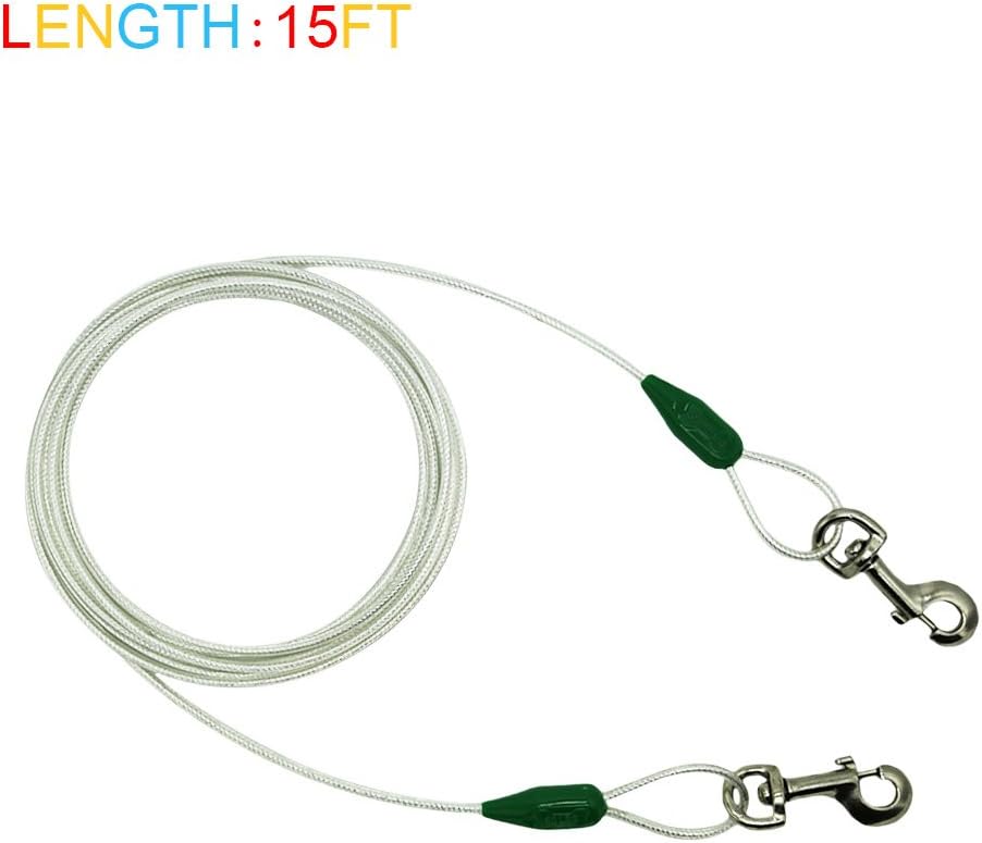 30ft Reflective Tie-Out Cable for Heavy Dogs Up to – Essentials for Dogs - 60lbs15ft / Darkgreen & Silver - image 2