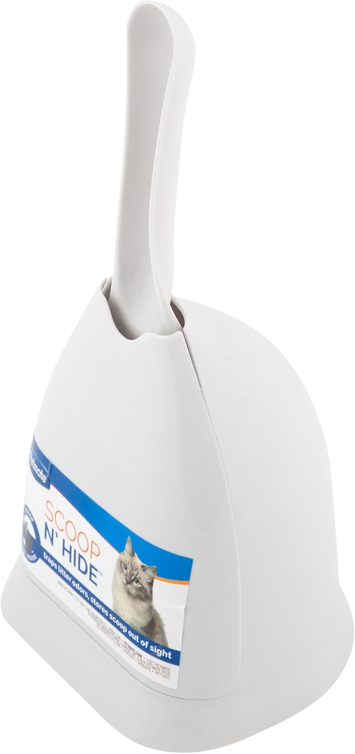 Petmate Scoop N' Hide Cat Litter Scoop with Discreet Holder - Pearl White / One Size