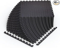 Norsk Foam Floor Gym Mats with Interlocking Tiles, .47" Thick, 24"x24", 42-Pack, 168 Square Feet, Diamond Plate Design, Black