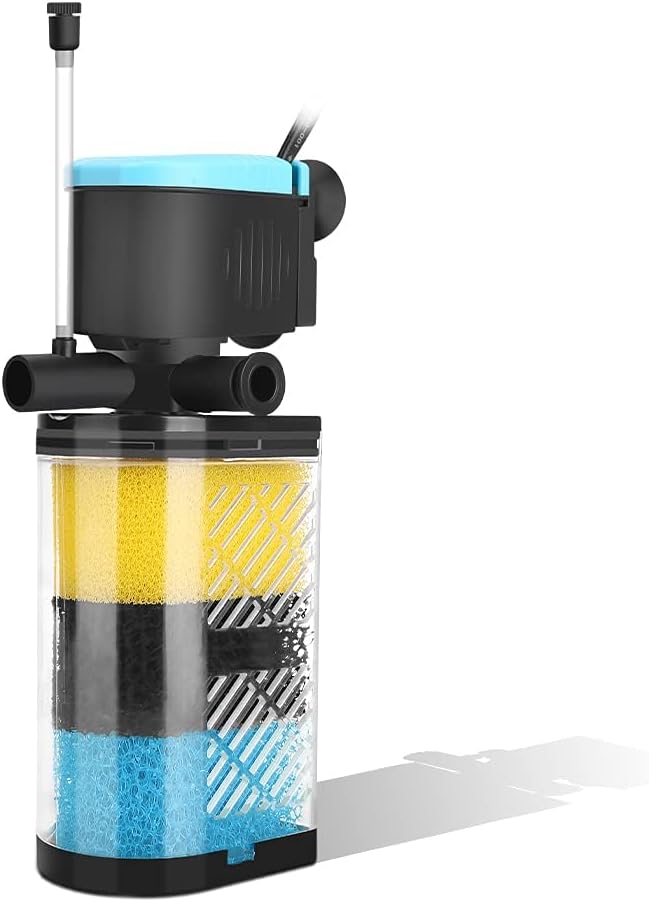 3-Stage Internal Aquarium Filter with Aeration & Dual Water Outlet – Essentials for Fish - For 10-40 Gal Tank