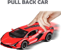 Lambo Toy Car Sian FKP3 Die-Cast Car Model with Lights and Sound Pull - Red - image 4