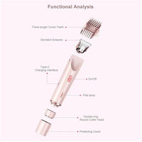 Bikini Trimmer for Women 2025 Upgrade Dual Head Shaver Women Ceramic Blades 2-in-1 Women's Body Shaver Electric Razor 90min Cordless Runtime Waterproof Travel Grooming Kit (Blue)