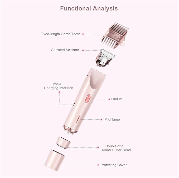 Bikini Trimmer for Women 2025 Upgrade Dual Head Shaver Women Ceramic Blades 2-in-1 Women's Body Shaver Electric Razor 90min Cordless Runtime Waterproof Travel Grooming Kit (Blue)