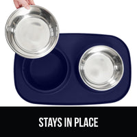 GORILLA GRIP Dog Bowl Set with Feeding Mat - Navy / 1 Cup Bowls - image 4
