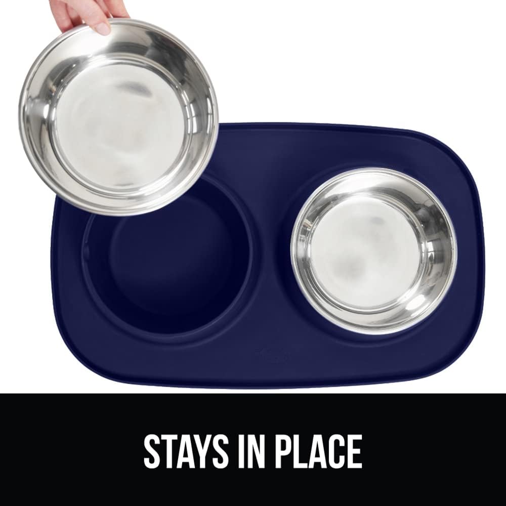 GORILLA GRIP Dog Bowl Set with Feeding Mat - Navy / 1 Cup Bowls - image 4