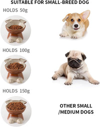 Nihow Elevated Ceramic Dog Bowls: 6.5 Inch Raised Dog Bowl for Food - 8.5 OZ + 22 OZ (2 Bowls) / Brown - image 3