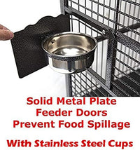 X-Large Corner Parrot Bird Flight Breeding Wrought Iron Rolling Cage Solid Plated Feeder Doors with Around Metal Seed Guard