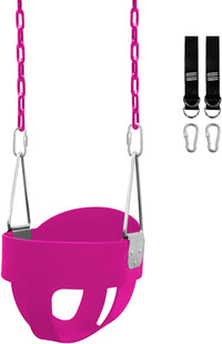 Perantlb toddler swing set with high back bucket seat and swing seat hanging from a tree - view 3