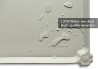Hoki Found Large Silicone Non Slip Pet Food Mats - Bowl Placemats for Dog Cat - Waterproof - Cream Green