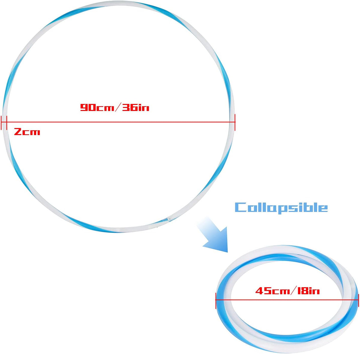 LED Hoop Dance Exercise Light Up Hoop for Kids Adults Children - 36in-90cm Blue - image 2