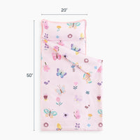 Wake In Cloud purple butterfly toddler nap mat with attached blanket and pillow - view 3