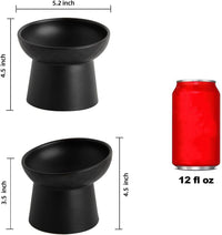 Elevated Cat Bowls, 15° Tilted Ceramic Raised Cat Food and Water Bowl Set, Whisker-Friendly - Black / 5.2 Inch (Pack of 2) - image 2