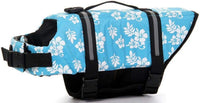 Dog Life Jacket Adjustable Dog Lifevest Swimsuit Safety Vest Apparel - A-Blue Flower / XS:12-16 inch(Ribcage Girth)
