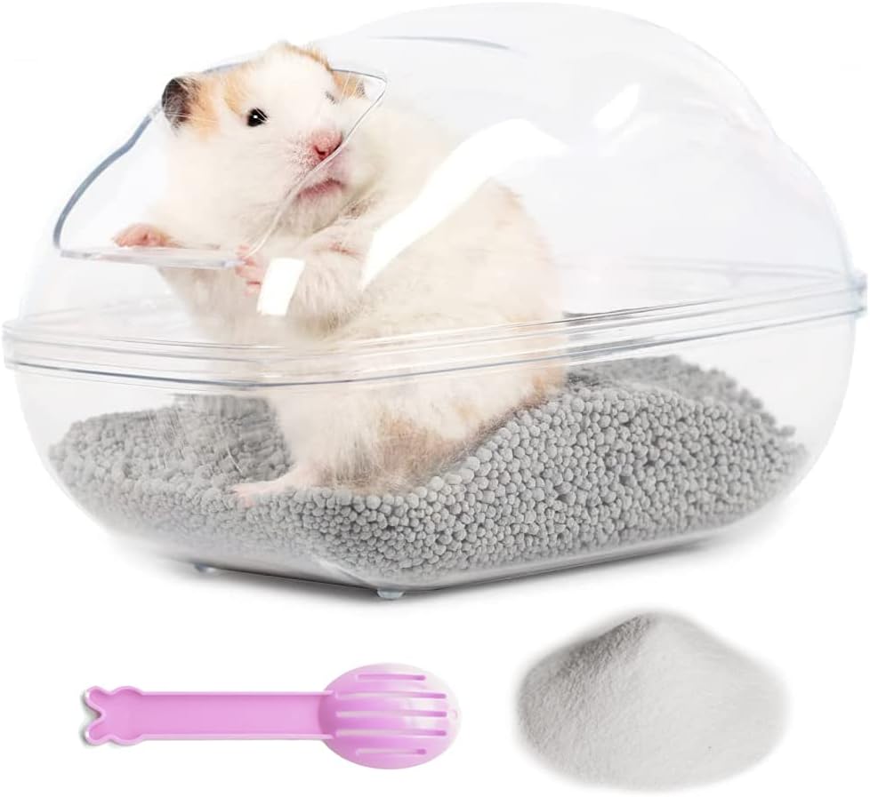 Hamster Small Animal Sand Bath Box Bathtub Critter's Bathroom - +200g Sand+1 Spoon / Large