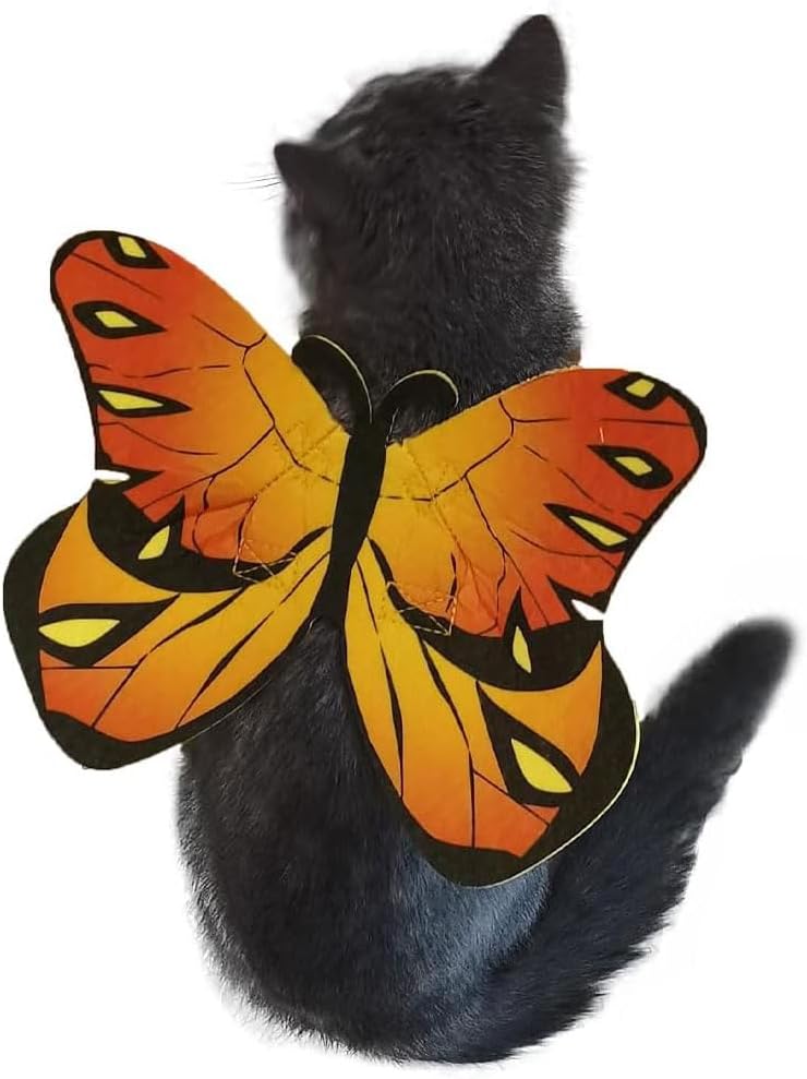 Cat Dog Butterfly Costume Wings for Halloween Party Decoration - Orange