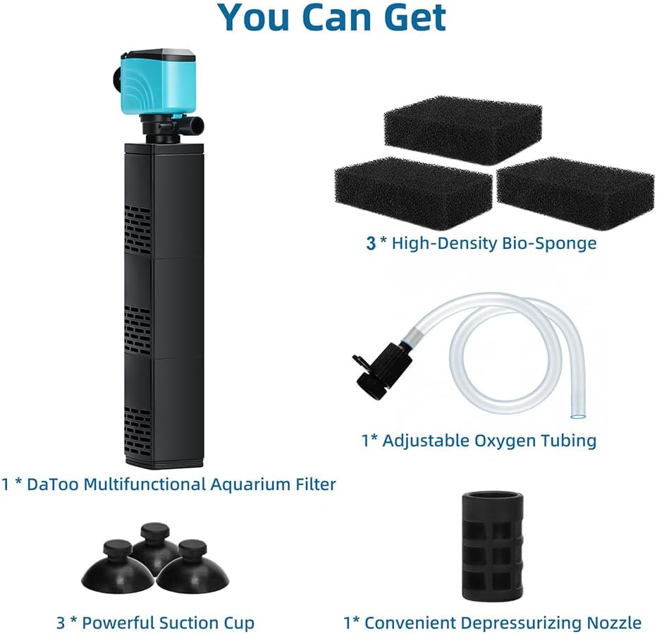 DaToo Aquarium Filter 5-15 Gallon Fish Tank Filter 120GPH Powerful - 35W 660GPH For 100-300 Gallon - image 3