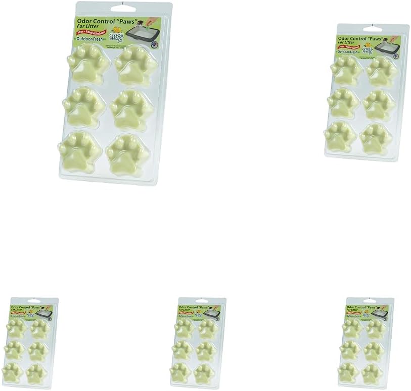 Citrus Magic Pet Odor Control Paws for Litter Boxes - Outdoor Fresh / 6 Count (Pack of 5)