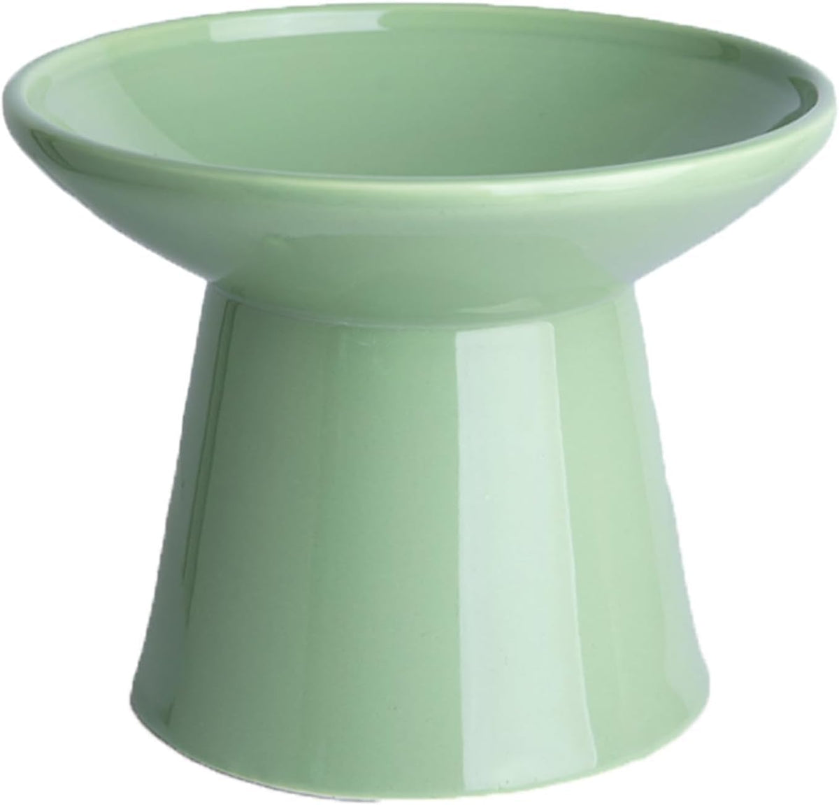 Ceramic Elevated Cat Food Bowls, 6.2" Wide - Green / 1 Pack