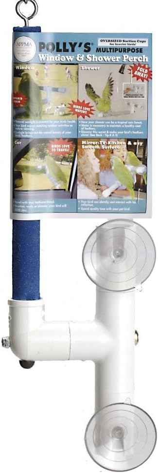 Polly's Portable Window-Shower Perch with Suction Cups for Cockatiels
