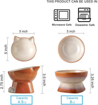 Nihow Ceramic Basic Cat Bowls: 5 Inch Cat Bowl for Food & Water – Essentials for Cats - 4.5 OZ+8 OZ / Brown - image 2