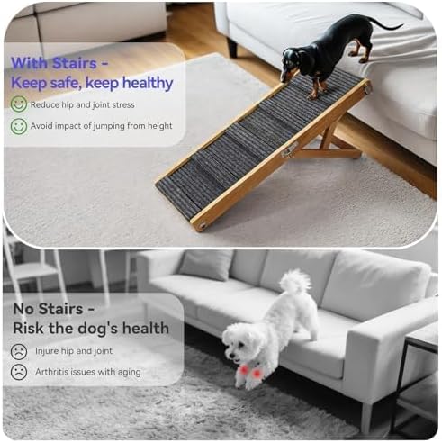 Pawaboo 2026 Upgraded Small Dog Ramp for Couch Foldable - D-walnut / 80×30cm-for couch - image 3
