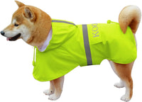 Dog Raincoat Waterproof Hooded, Medium Dogs - Fluorescent Yellow / 3XL-Fit for 33 to 44 pounds