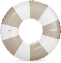 FUNBOY Giant 46" Vintage Green Stripe Pool Tube Float with Cup Holder – Fun for Kids & Family - Tan / 46"