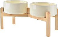SPUNKYJUNKY Elevated Dog Bowls Ceramic - 7.3 in - 5.3 cups / Beige