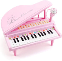 Amy&Benton pink 37-key kids piano keyboard with stand, microphone and stool