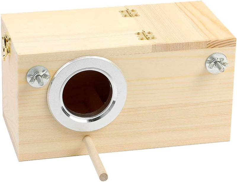 Pine Wood Parakeet Nest Box Bird House Budgie Breeding Mating Box - M