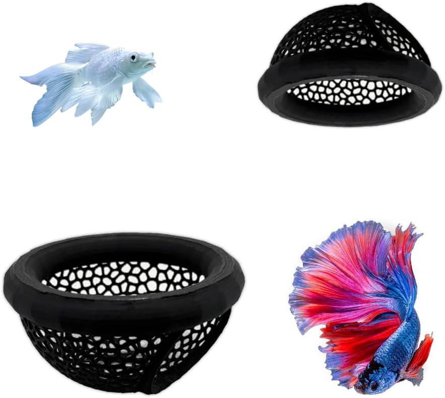 Laoha 2 PCS Floating Betta Hammock & Shrimp Shelter - Black / 2