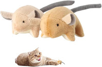 Plush Catnip Mice Toys with Crinkle Sound - 2 Pcs Interactive Cat Toys for Indoor Cats, Durable Stress Relief Eco-Friendly Small Mouse Chew Playthings（Camel+ Chestnut Color）