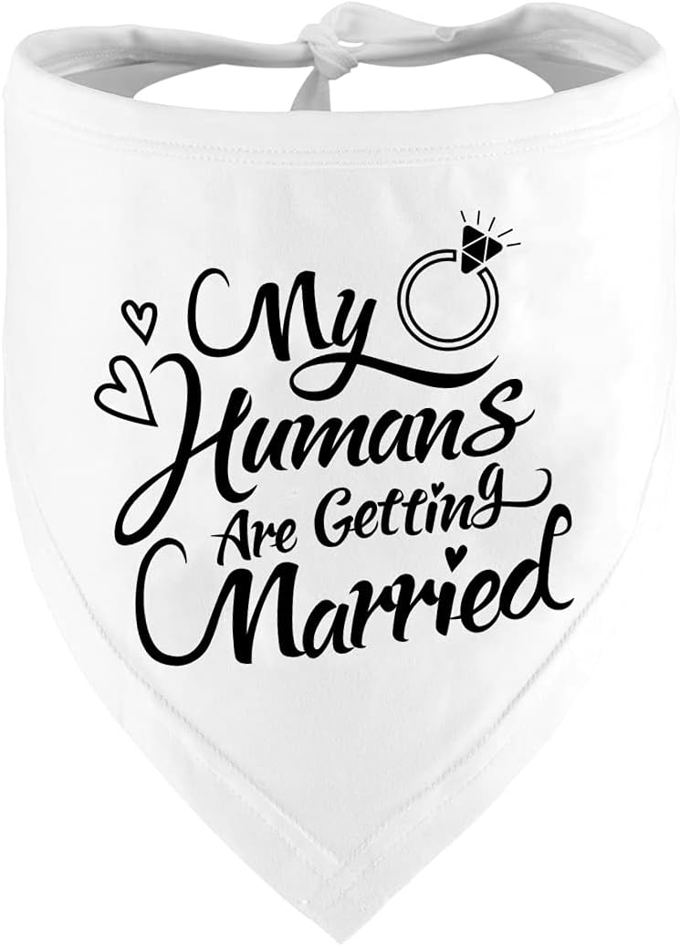 Engagement Gift, My Humans are Getting Married Dog Bandana - Black