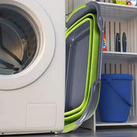 Multipurpose Collapsible Pet Bathtub with Drainage Hole for Puppy Small Dogs Cats, Portable Laundry Basket-Foldable Bathing Tub-Storage Organizer, 7.1 Gal/27L (Green,1)