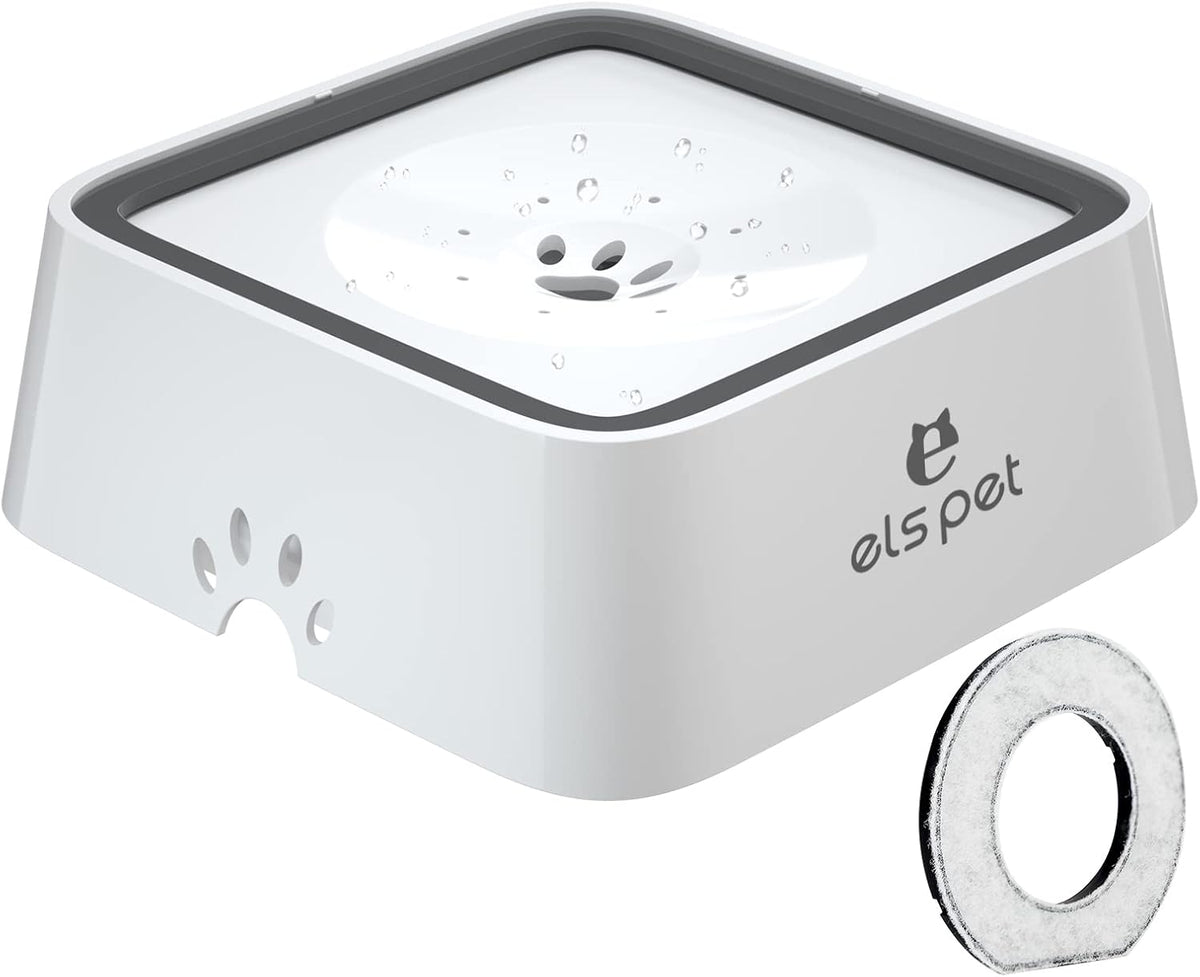 ELS PET No Spill Dog Cat Bowl 35oz 1L Anti Slip Travel Water - 2L / White