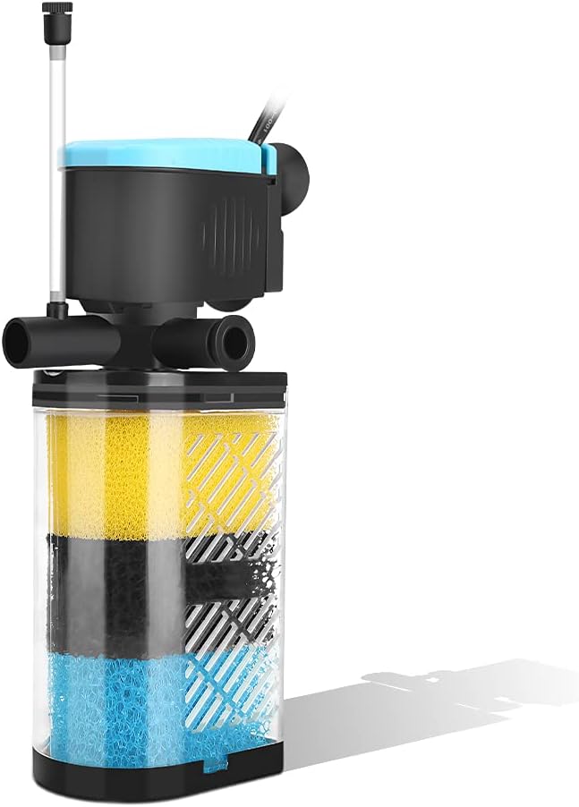3-Stage Internal Aquarium Filter with Aeration & Dual Water Outlet – Essentials for Fish - For 70-100 Gal Aquarium (300GPH)