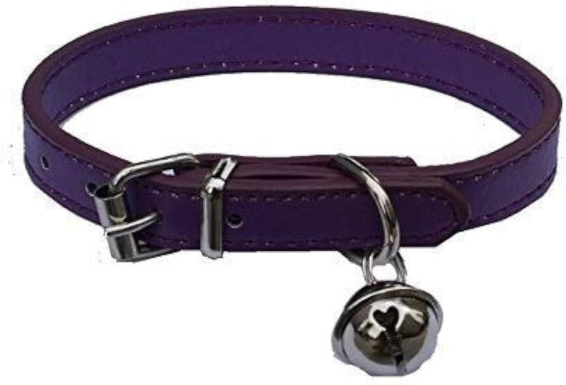 Turquoise Blue Leather Pet Collars for Cats Puppy - Purple