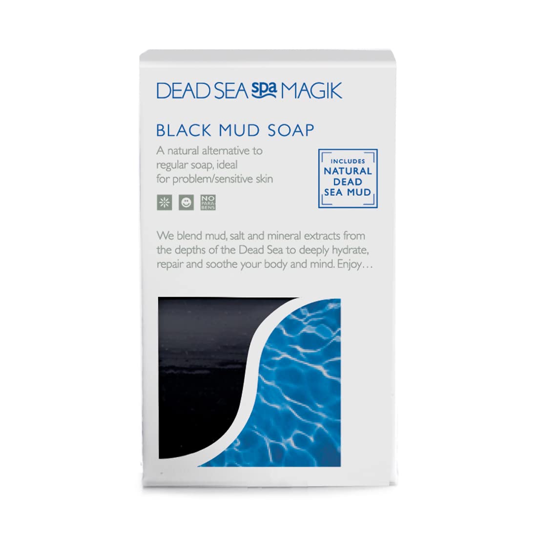 Sea Magik Black Mud Soap for Sensitive Skin - Organic Seaweed & Dead Sea Mud Enriched Cleanser for Face & Body, Natural Skincare