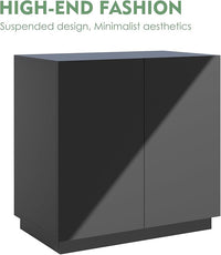 Large/Tall Litter Box Enclosure, Modern Wooden Litter Box Furniture for XL Litterbox with Hidden Storage as Sideboard Cabinet (Black)