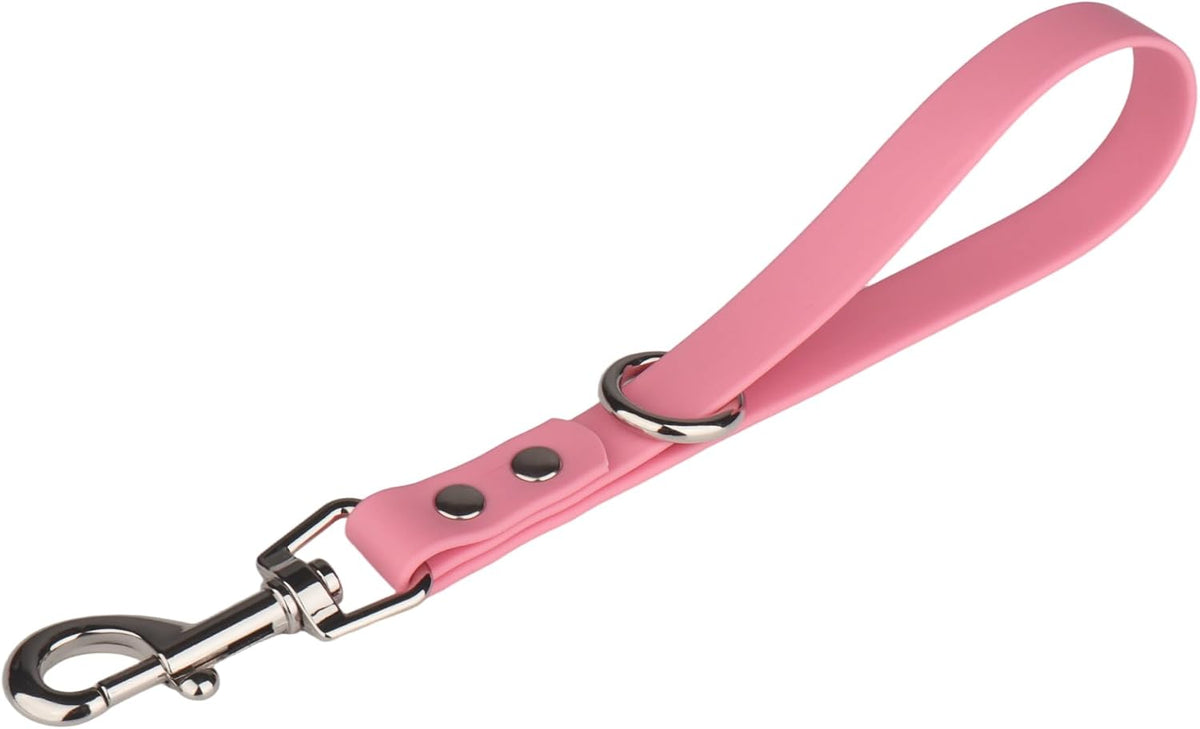 Short Dog Leash - 9 Inch Dogs Lead Grab Tab Heavy Duty Waterproof PVC Dog Training Traffic Leashes - 9'' / Light Pink