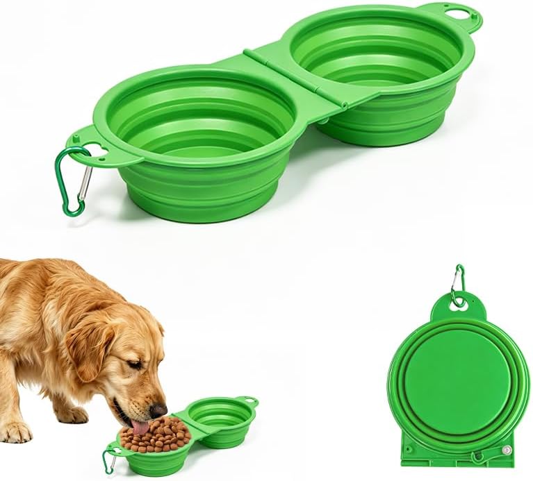 Collapsible Dog Bowls, Small Portable Travel Dog Bowls – Essentials for Dogs - Green