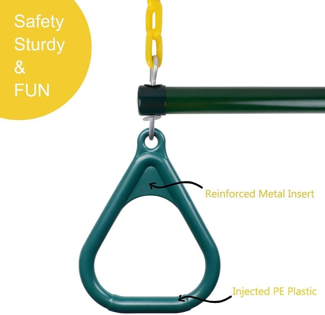 LadyRosian trapeze swing bar with plastic gym rings and two 47 inch hanging chains - view 20