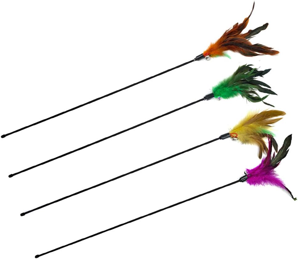 4 PCS Interactive Cat Teaser Wand - A