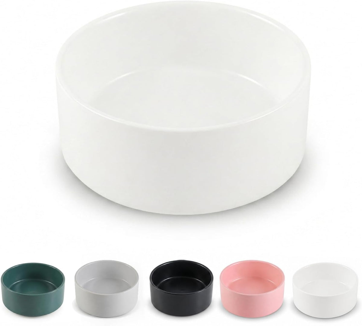 Ceramic Dog Bowl for Food and Water - Medium / White